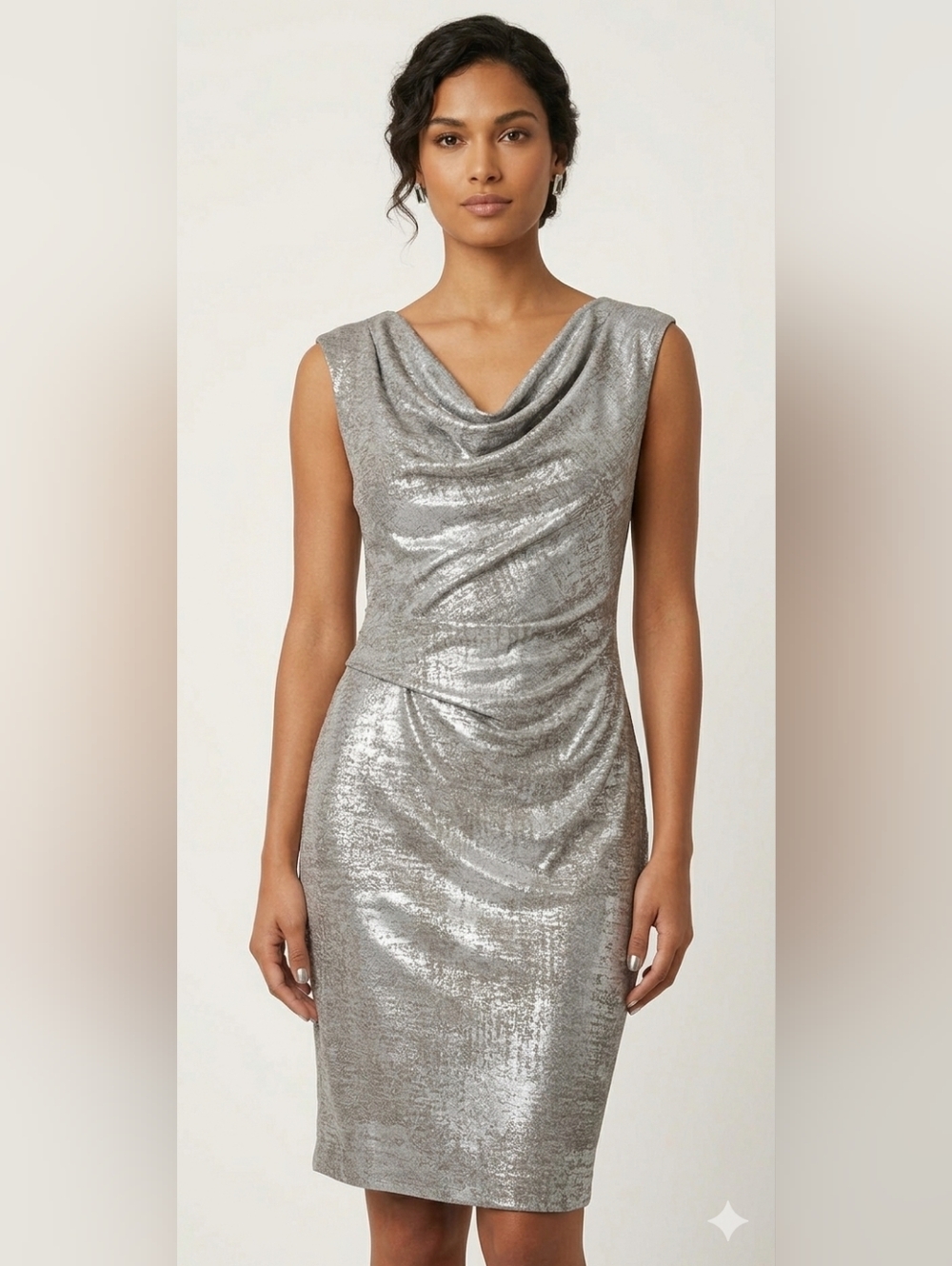 Vince Camuto Metallic Cowl-Neck Dress Size 6. Like New. See Description.